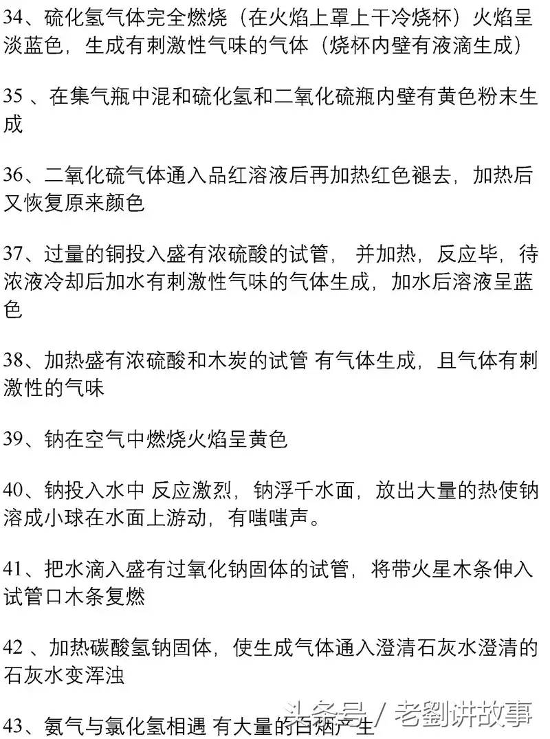 初中化学73个实验现象总结，高分必备！